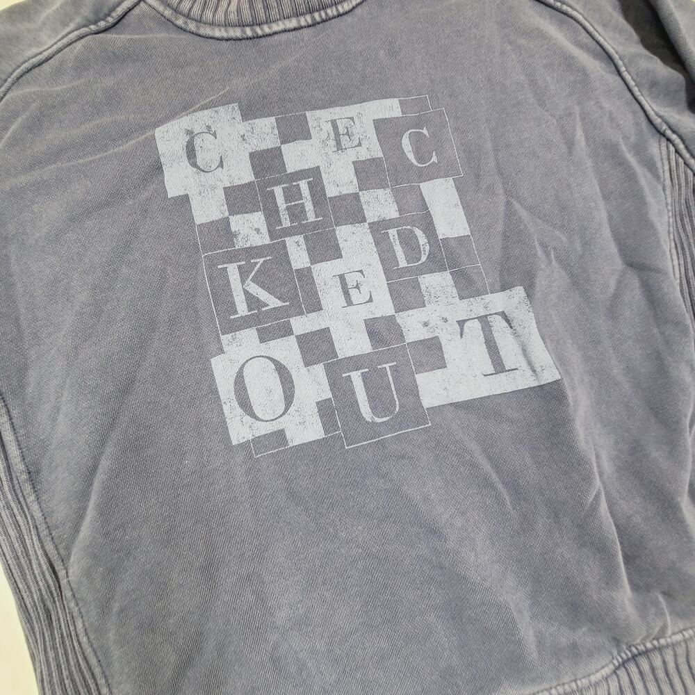 Aerie Distressed Sweatshirt XS Blue Faded Graphic Crewneck Pullover Casual - Picture 4 of 10